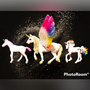 Winged rainbow unicorn💜 Unicorn Baby💜Rainbow unicorn foal FIGURINES (3 total)